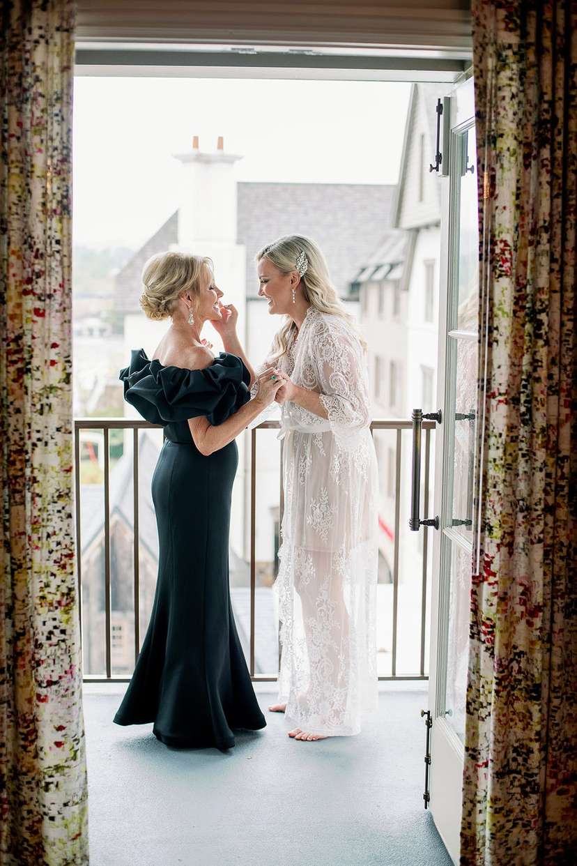 Bride with Mother of Bride in Black Gown